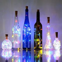 Luces de botella de vino con corcho con forma solar Forma de plata alambre de cobre de plata colorido hadas mini cadena cadena led