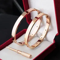 Modedesigner Stein Edelstahl Liebe Armbänder Silber Rose Gold Für Frauen Männer Armband Paar Schmuck Frau Armreif Mit Tasche