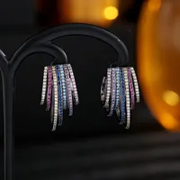 Dames Luxe Jewlery Micro Cubic Zirconia Letter Earring Merk Sieraden Modieuze Rainbow Semi-Circle Oorbellen voor Dames