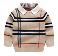 Autumn Warm Wool Boys Sweater Puller Plaid Children Knitwear Toddler Cotton Winter 2-7Y Kids Fashion Outerwear