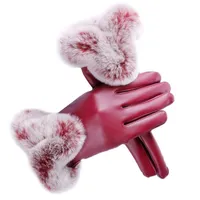 Fünf Fingers Handschuhe Touchscreen Handgelenk für Frauen Riesige Rex Pelz Marke 2021 Mode Womens Fäustlinge Warm Winter Echtleder Handschuh