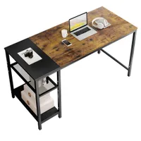 Bilgisayar Masası Çalışma Mobilya Ev Ofis ve Okul Yazma Alidustry Basit Stil Siyah Metal Çerçeve Kahve