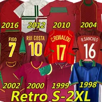 1998 1999 2010 2012 2002 2000 2004 2016 Portekiz Retro Futbol Formaları Rui Costa Figo Ronaldo Nani Carvalho Futbol Gömlek Vintage Klasik Portekiz Üniformaları