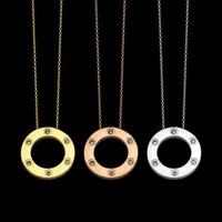 Titan Steel Love Ring Sechs Diamant Fladenbrot Halskette Gold Silber Rose Farben Klassische Design Mode Frauen Schmuck Großhandel