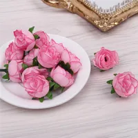 50pcs 3 cm Mini Silk Artificial Rose Flower Heads para la fiesta de bodas Decoración del hogar Flores falsas Craft Diy Garland Accesorios Decorativos W