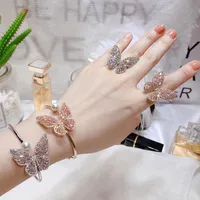 Cluster Rings Korean Cubic Zirconia Open Butterfly For Women Delicate Insect Ring Fashion Copper Jewelry Mother&#039;s Gift Anillos Mujer