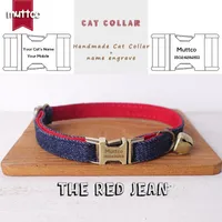 Collars Cat Leads Muttco Retail Handmaded Handmbravado Collar de hebilla de metal de alta calidad para el Red Jean Design 2 tamaños UCC038T