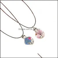 Pendant Necklaces & Pendants Jewelry Fashion Luminous Dried Flower Butterfly Glass Ball Women Necklace Rope Chain For Girls Strip Leather Ch