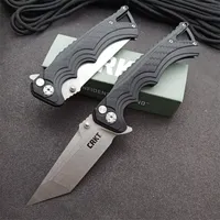 Columbia River CRKT 5225 Fighter Flipper Knife 3.64&quot; Stonewashed Tanto Blade, Black GRN Handles Outdoor Camping Survival Pocket Knives Rescue Utility EDC Tools