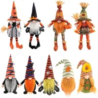 Halloween-feestdecoratie Lange benen met bezem Dwarf Doll Creatieve Faceless Dolls Home Desktop Ornamenten 496
