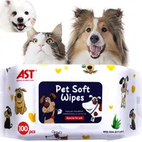 AST 100pcs Pet Eyes Nass Tücher Hund Reinigung Papier Handtücher Katze Tee Fleckenentferner Sanftle Nicht-Intveling Clean Wipe Grooming Supplies