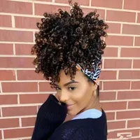 Extensions Hair Products Afro Puff Drawstring Ponytail For Black Women, Wraps Short Pony Tail Bun Natural Hair, African American Kinky Curly 140g