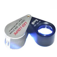 10x 20x 30x 21mm Metallklappbare Schmucklupe-Lupe-Mikroskop-Lupe-Lupe-Vergrößerungs-Juwelier-Lupen 6 LED +6 UV-Licht