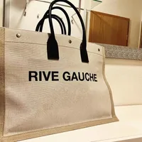 Top Women Handbags Rive Gauche Shopping Bolsa Tote Linho Bola de Couro Moda Linho Grande Bolsas de praia Designer de luxo Viagem Crossbody ombro bolsas de carteira