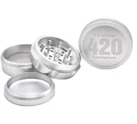 Aircraft Aluminium Alloy Grinder 420 Logo Herb Slipmaskiner för torra örtökningsverktyg 4 lager 63mbback / guld / silve högkvalitativ krydda