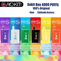 Original Aokit Box Descartável E Cigarros 4000 Puffs Vape Pen 1500mAh Bateria Vaporizador Portátil 10ml Capacidade