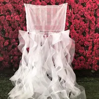 Coperture per sedie Design adorabile 100 pezzi/lotto Cruly Ruffule Cap/Cappuccio/Copertura per sedia per la decorazione del matrimonio