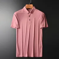 남자 티셔츠 2021 슬림 맞는 패션 가벼운 셔츠 남성을위한 여름 원활한 고무 옷깃 반팔 티셔츠