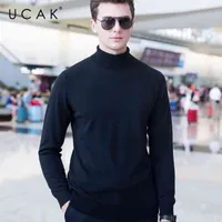 Ucak Brand Sweater Men Colthing Classic Pure Merino Wool Pullover Pull Homme Höst Vinter Turtleneck Cashmere Kläder U3004 210813