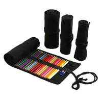 Black Pencil Roll Bags for Painter Durable Eco-friendly Unisex Big Capacity Pen Holder Bag Stationary Container 12/24/36/48/72 Holes