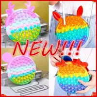 Novo!!! Messenger Bolsas Empurre Bubble Fidget Festa Toy Favor Cartoon Handbag Silicone Stress Reliever Toy Sensory Wholesale MT29