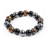 Natural Obsidian Stone Tiger's Eye Healing Armband Angst Strs Relief Triple Protection Armband Hematite Armband