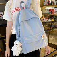 HOCODO Casual Backpack Solid Color Shoulder Bag Nylon Teenage Girl School Trend Backbag Mochilas Female 220121