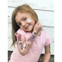 12 fogli Carino tatuaggi provvisori di sirena per bambini Glitter Mermaid Tattoo Sticker Kit Party Favori Decorazioni di compleanno per bambini