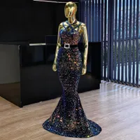 Çok Renkli Sequins Örgün Abiye Suudi Arabistan Uzun Balo Abiye Custom Made Cornes Parti Gece Giyim 2021 Dubai Pageant Elbise