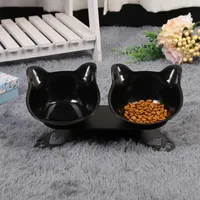 Cat Bowls & Feeders With Raised Stand Dog Feeding Watering Supplies Double Bowl Pet Food Feeder Non-slip