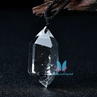 White Clear Reiki кварцевый двойной оконечный маятник Драгоценный камень Зажимая подвеска Мода Подарок Кристаллические Подвески Ручной Полированный исцеление