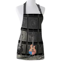 Musical Instrument Guitar American Flag Apron Design Adjustable Canvas Kitchen Cafe Aprons Female Ladies Couples Cooking Dining