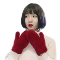 Parmaksız eldivenler 200 pairs / lot Katı Renk Kış Kadınlar Için Yumuşak Faux Kürk Örme Moda Sıcak Mittens