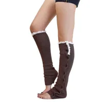 Outono inverno mulheres meias capa de confecção de confecção de malhas moda lace botão perna aquecedores postura de natal longo tampa de bota 9 8hh g2