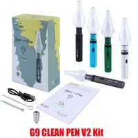 Authentic G9 Clean Pen V2 Kit 2 i 1 Vaporizer Dry Herb Wax Atomizer Starter Kits E-cigaretter Vape 1000mAh Batteri Justerbar Spänning Hot 100% Äkta
