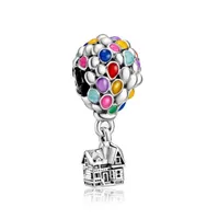 Se adapta a Pandora Pulseras 20 unids Globo de aire caliente Esmalte Colgante Charms Beads Charms de plata Tallas para las mujeres DIY Joyas de collar europeo