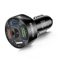 USLION 4 Ports USB Car Charger 48W Quick 7A Mini Fast Charging For iPhone 11 Xiaomi Huawei Mobile Phone Charge Adapter a57 a25
