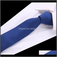 Neck Aessories20Colors Wool Ties For Men 6Cm Wide Fashion Slim Necktie Plaid Wedding Solid Red Black Grey Cotton Tie1 Drop Delivery 2021 Mom