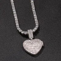 Collar de fotos personalizado del collar del corazón del colgante del corazón de los hombres del encanto Hip Hop Bling iced Out Jewelry Sold Strack para regalo