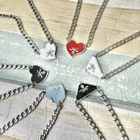 2021 Fashion Punk Style Street inverted triangle letter Chokers necklace men and women cold wind hip hop silver clavicle chain net red explosion high quality