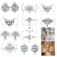 Crystal Sexy Chest Juwelen Tijdelijke Tattoo Sticker 3D Stage Rhinestone Flash Tattoo Adhesive Face Jewel Chests Gem Body Painty
