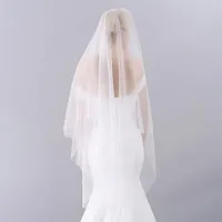 Gelin Veils Basit İki Katmanlar Uzun Tül Peçe Tarak Ile Düğün Stüdyo PO Waltz Kristal Dekorasyon Modelleme Aksesuarları Fildişi