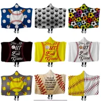 Child Adults Throw Blanket Fleece Sports Football Soccer Baseball Game Pattern 3D Print Children Home Warm Hooded Blankets Wearable Boys Gifts
