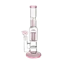 (USA Store) 11.8&quot; Pink Glass Bong Hookah Dab Rigs water-pipe Smoking Accessories for 14mm bowl