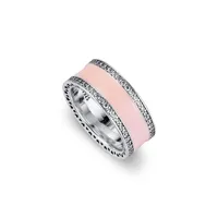 Anillos de corazones con esmalte rosa suave 100% 925 Sterling-Silver-Jewelyry Cluster