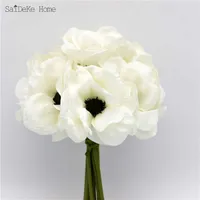 9 шт. / Лот шелк красивый белый анимон искусственные цветы букет для дома отделка декоративное моделирование G0913