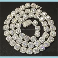 Tennis, Graduated Necklaces & Pendants Jewelry 9Mm Clustered Diamond Tennis Chain &Bracelet Real Solid Icy Cubic Zircon Stones Bling Mens Wo