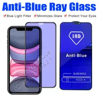10D Anti-Blue Light Full Funda Completa Protector de pantalla de tela de vidrio templado para iPhone 13 12 11 Mini Pro Max XR XS 6 7 8 PLUS SAMSUNG A92 A72 A52 A42 A32 A22 Película antirreflejo