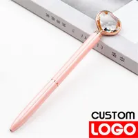 Penne a sfera Logo personalizzato Logo in metallo Love Diamond Pen Diamante El promozionale regalo di cristallo di lusso personalizzato