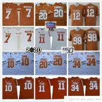 NCAA 150TH Texas Longhorns College Football Wear 11 Sam Ehlinger 7 Shane Buechele 10 Vince Young 20 Earl Campbell 34 Ricky Williams Orange White Jersey